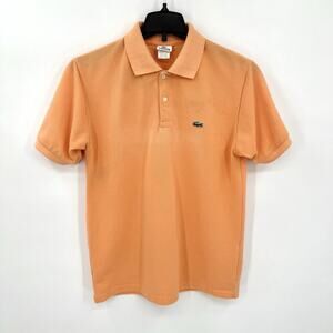 Lacoste Men's OrangeShort Sleeve Polo Shirt Crocodile Logo Size 6 XL *STAINS*